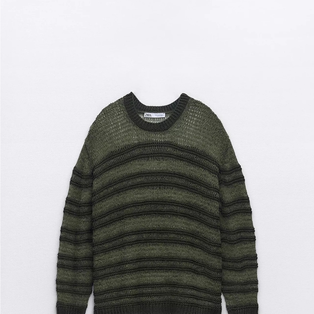 Zara Green Striped Sweater